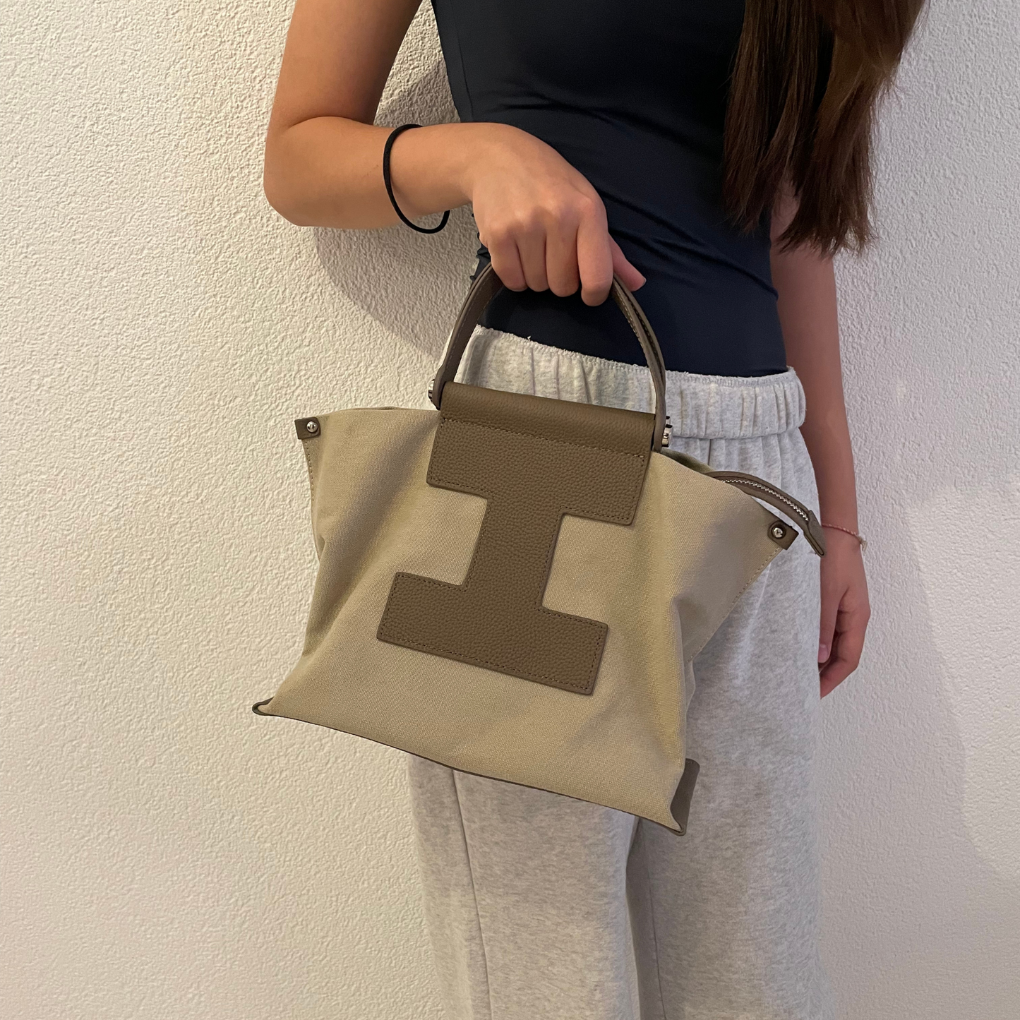 Tote Bag in Canvas and Leather