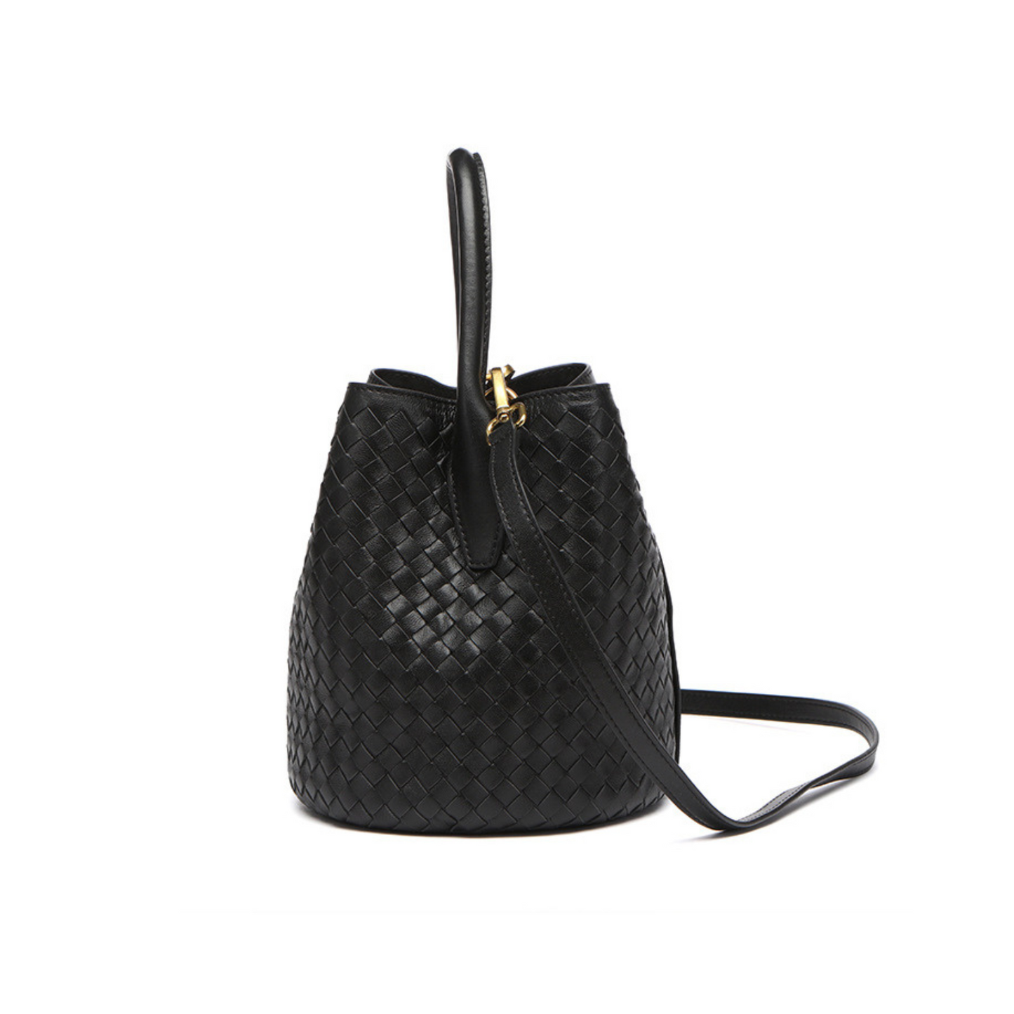 Woven Bucket Bag in Leather