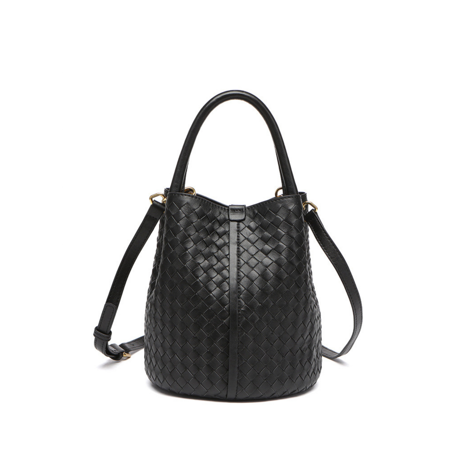 Woven Bucket Bag in Leather