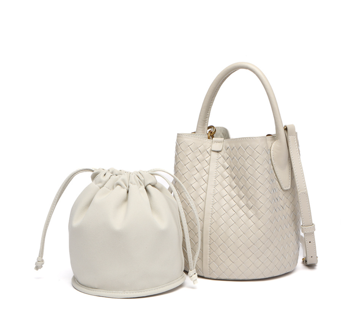 Woven Bucket Bag in Leather